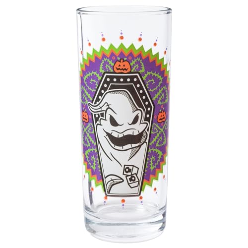 Silver Buffalo Disney Tim Burton Nightmare Before Christmas Day of the Dead Design 4 Pack Tumbler Glass Set, 10 Ounces