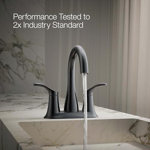 Kohler 27388-4-BL SIMPLICE® Centerset bathroom sink faucet, 1.2 GPM, Matte Black