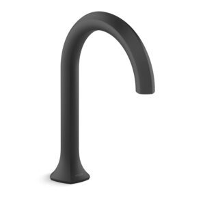 KOHLER 27016-BL Occasion Deck Mount 7 3/4" Bath Spout, Cane Design Nondiverter Bathtub Spout, Matte Black