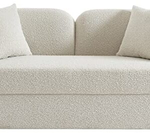 Meridian Furniture 616Cream-L Marcel Collection Modern | Contemporary Loveseat with Rich Cream Boucle Fabric, Curved Back, 68" W x 28" D x 32" H, Cream