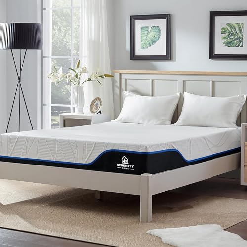 SERENITY HOME 12" Twin Memory Foam Mattress, Breathable Bed Mattress, Cooling-Gel Memory Foam Mattress in a Box, Support & Pressure Relief Mattress, Fiberglass Free, Made in USA | Twin