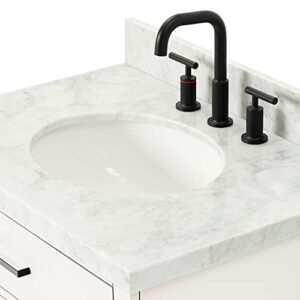 ARIEL Hepburn 31" Inch Oval Sink Vanity with 1.5" Edge Carrara White Countertop in White