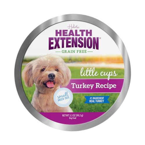 Health Extension Little Cups Grain-Free Wet Dog Food, Small Breed - Turkey 3.5 oz - Complete & Balanced, Easy to Digest, Ideal for Picky Eaters (Case of 12 Cups)