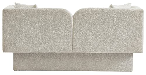 Meridian Furniture 616Cream-L Marcel Collection Modern | Contemporary Loveseat with Rich Cream Boucle Fabric, Curved Back, 68" W x 28" D x 32" H, Cream