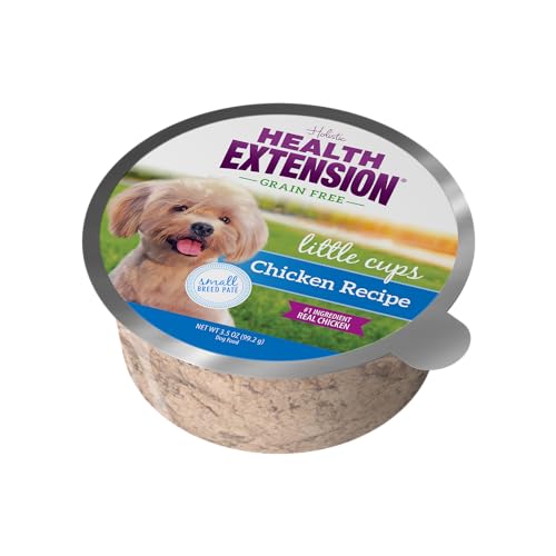 Health Extension Little Cups Grain-Free Wet Dog Food, Small Breed - Chicken 3.5 oz - Complete & Balanced, Easy to Digest, Ideal for Picky Eaters (Case of 12 Cups)