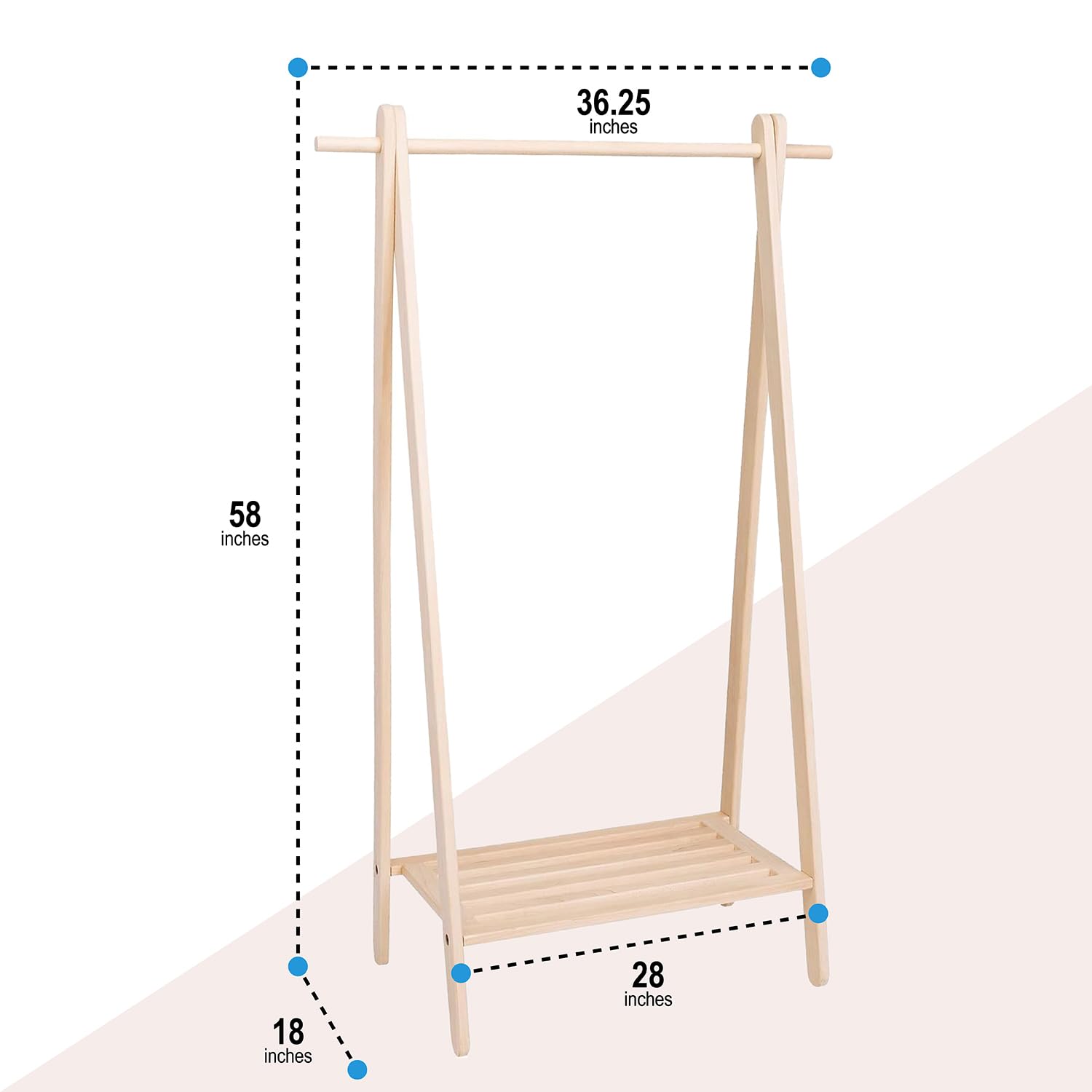 Pennsylvania Woodworks Handcrafted Maple Garment Rack - Sleek & Stylish Clothing Storage, Home Organization, Boutique Display, Coat Rack, Laundry Room Decor - Made in the USA (Large)