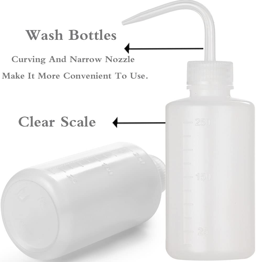 HOOMBOOM 2Pcs Tattoo Wash Bottle 250ml | 8oz Water Squirt Bottle Succulent Watering, Safety Rinse Bottle Watering Tools for Medical Succulent Cleaning Washing Bottle White