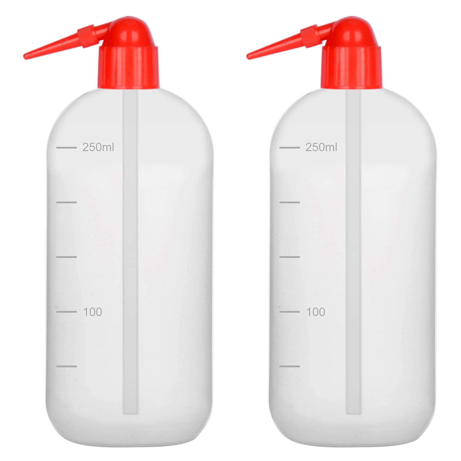 stonylab Chemical Wash Bottle, 2-Pack Lab Sealed Cylindrical Plastic Safety Lab Reagent Squeeze Wash Bottle, Sample Sealing Liquid Storage Containers with Narrow Mouth, 8 oz/2 Bottle