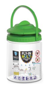 shield fly-in reusable fly trap - includes all natural bait for fly traps