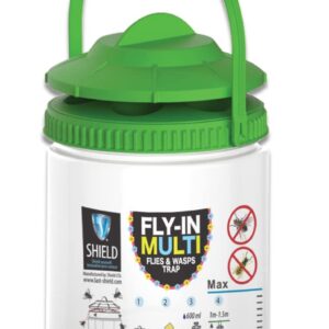 Shield Fly-in Reusable Fly Trap - Includes All Natural Bait for Fly Traps