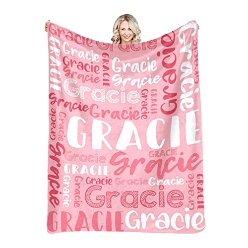 Dr.TOUGH Personalized Blankets with Name Customized Baby Blankets for Girls Boys Adults Monogrammed Blankets and Throws Christmas Birthday Mothers Fathers Valentines Day Gift (Light Pink,50''×60'')