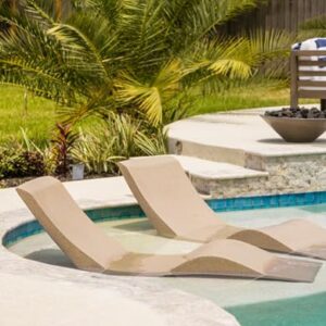 Aqua Outdoors- in-Pool Chaise Lounger - Pool & Sun Shelf Lounge Chair Designed for Water Depths Up to 9”-Compatible with All Pool Types - Poolside & Sun Deck Tanning - Set of 2 - Sandstone Granite