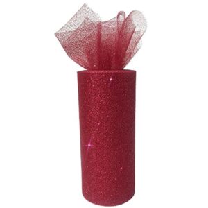 just artifacts glitter tulle fabric roll 25-yards length x 6-inch width (color: maroon)