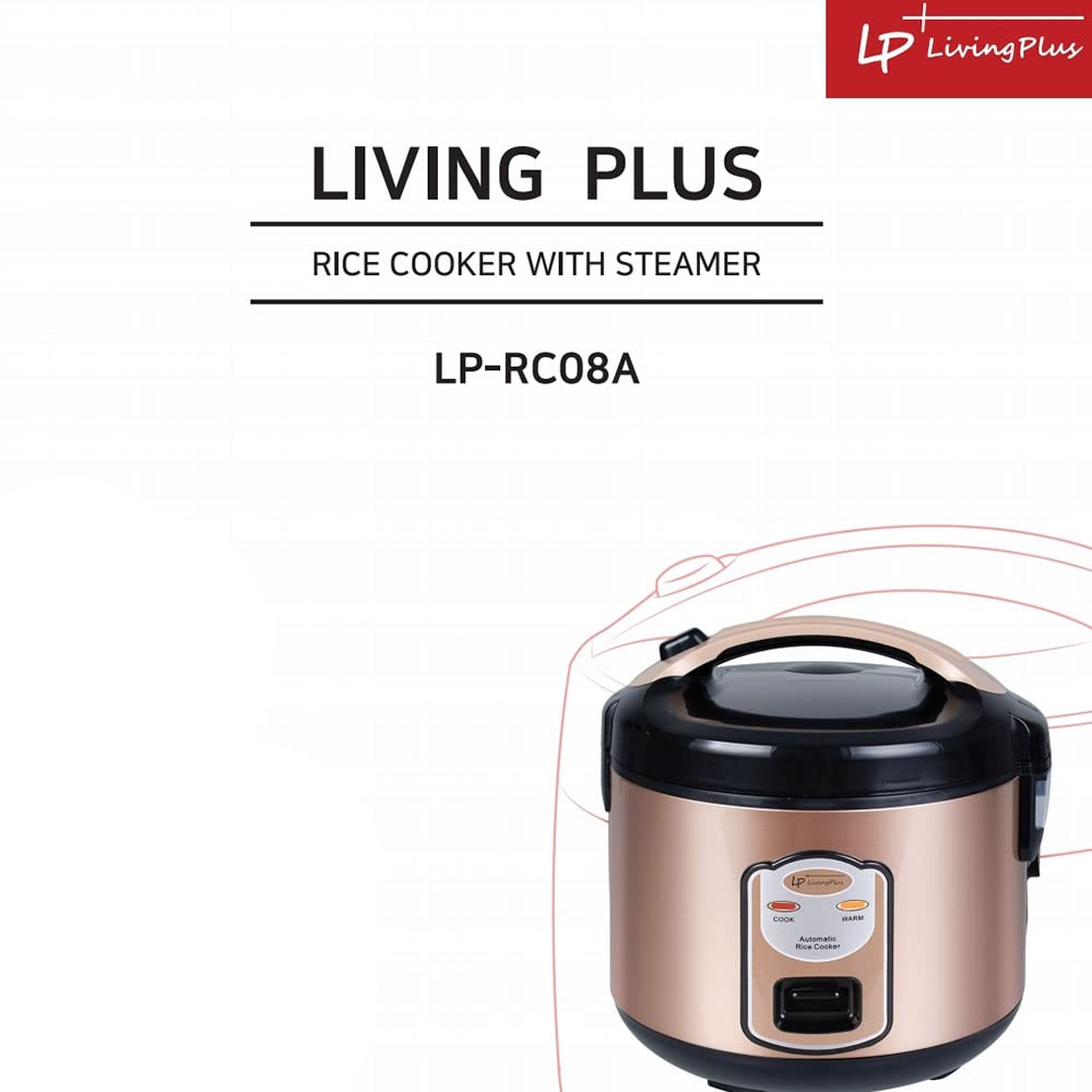 LP Living Plus Electric Rice Cooker, Non Stick Coating, One Touch Button (1.5L/8Cup)