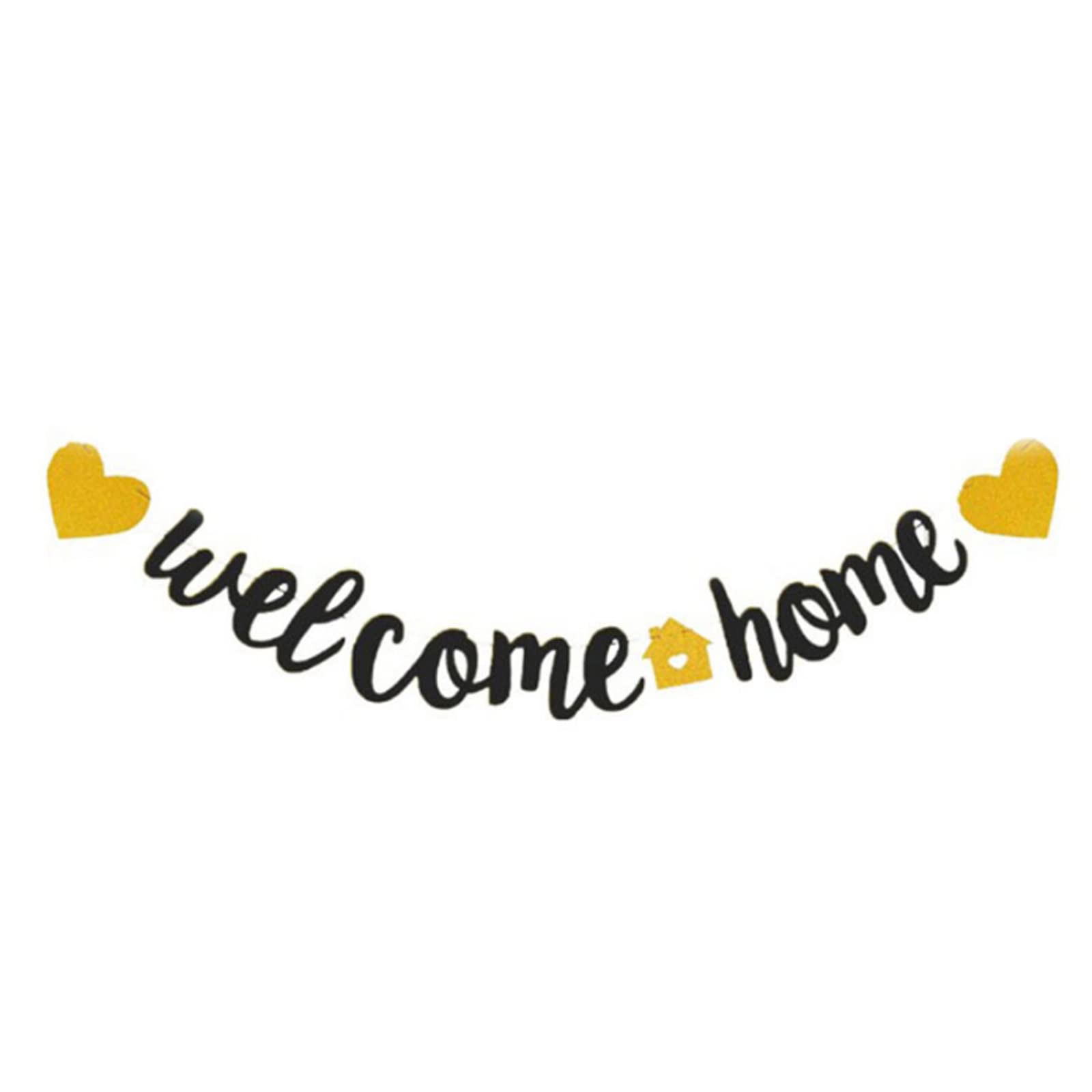 Welcome Home Banner with Two Heart and A Vivid Home Sign Flash Party Decorations, Funny Home Party Sign Decors Family Party Housewarming Banner for Family Theme Party Supplies Decorations