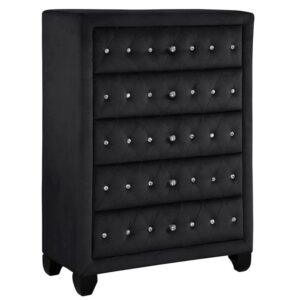 galaxy home furnishings sophia crystal tufted chest finished with velvet fabric/wood in black