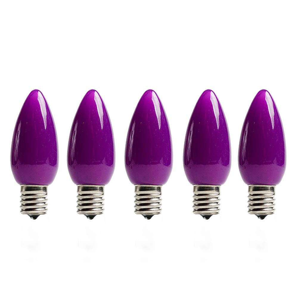 EZLS C9 Purple Opaque SMD LED Bulbs - 5 Pack Smooth Lens Purple Opaque C9 Replacement Bulbs