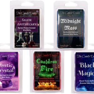 The Candle Daddy Salem Book of Smells Halloween 5 Pack - 5 Amazing Witchy Wax Melts - 30 Total Cubes - 10 Total Ounces