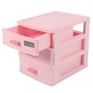 Nicfaky Plastic Drawer Designed 3 Compartment Jewelry Storage Box Pink