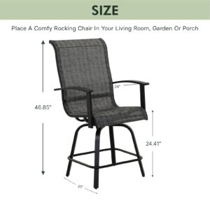 Grand patio Outdoor Counter Height Patiol Stools Set of 2, Swivel Bar Chairs for Balcony, Poolside, Backyard, Garden ((Black&Grey Plaid, 6PC)