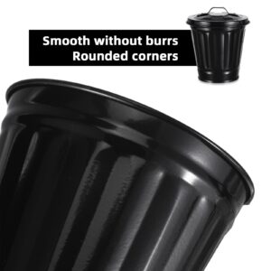 Mini Trash Can With Lid, Countertop Metal Waste Basket Recycling Bin, Waste Bin for Office Car Bedroom, Multi-Purpose Flower Pots, Pen Holders, Black