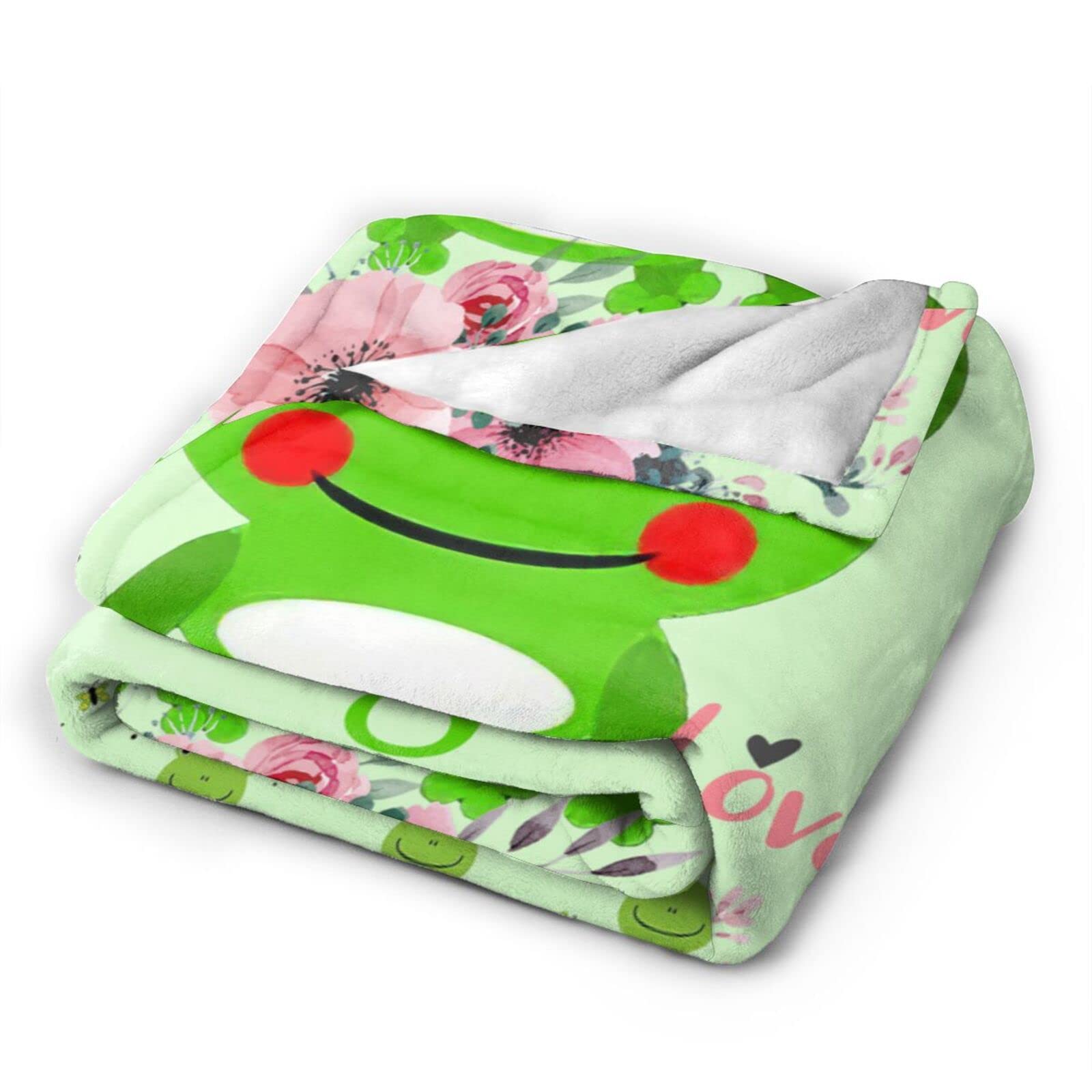 Frog Blanket for Girls Women Super Soft Cozy Frog Animal Stuff Decor Fleece Throw Blanket Plush Warm Fleece Just a Girl Who Loves Frogs Flannel Gifts Blankets for Kids Adults 50"x40"