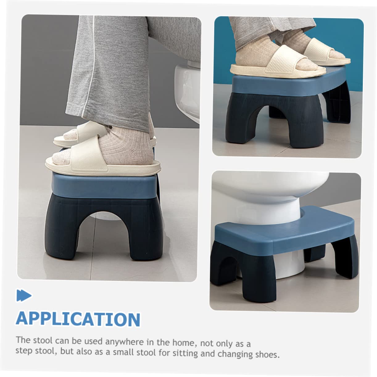 DOITOOL Folding Toilet Stool Foldable Poop Stool Bathroom Potty Step Stool Sitting Posture Footstool Squatting Stool Blue