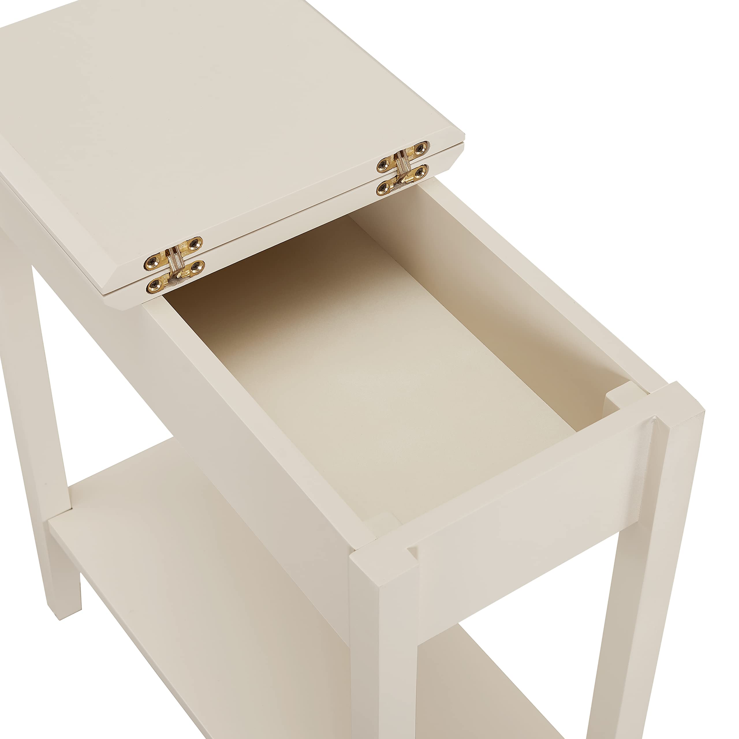 Naomi Home Roxy Flip Top Chairside Table Set of 2 Cream