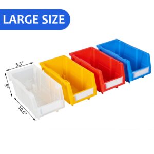 AERCANA Plastic Storage Bins Shop Stackable Organizer Bins Parts Bin Shelf Storage Bin Garage Storage Bins(Yellow,Pack of 9)