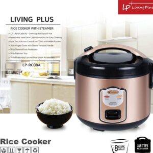 LP Living Plus Electric Rice Cooker, Non Stick Coating, One Touch Button (1.5L/8Cup)