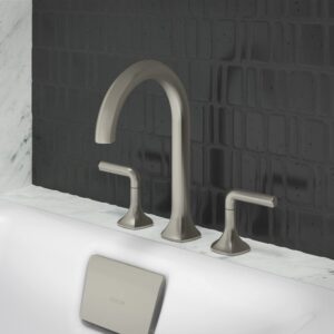 KOHLER 27016-BL Occasion Deck Mount 7 3/4" Bath Spout, Cane Design Nondiverter Bathtub Spout, Matte Black