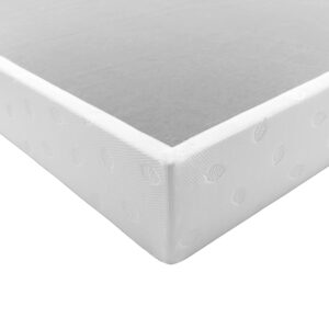 Panana 5 Inch Metal Box Spring Bed Base/Heavy Duty Steel with Fabric Cover/Mattress Foundation/Wooden Frame Easy Assembly, Queen, White