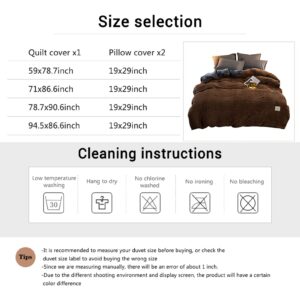 ZIYUER Bedding Sets Queen Corduroy,Ultra Soft Duvet Cover Queen with 2 Pillow Case Full Size Duvet Covers for Double Bed Comforter Cover-Coffee Full:200x230cm(78.7x90.6)