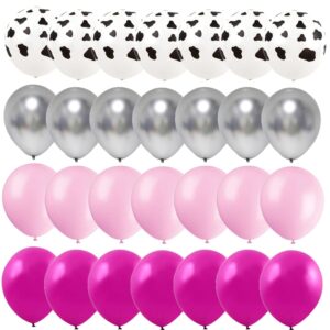 rose red cow party decoration balloon for western cowgirl party,12inch white cows balloons rose red,pink,metallic silver,cowgirl latex balloons for bachelorette bridal shower baby shower wedding