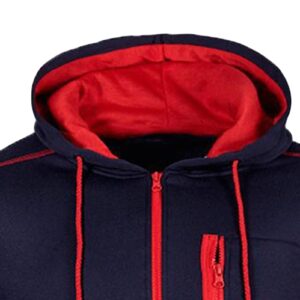 Maiyifu-GJ Men's Full Zip Casual Hoodies Long Sleeve Fleece Sports Hoodie Lightweight Hooded Sweatshirts with Zip Pockets (Dark Blue,Medium)