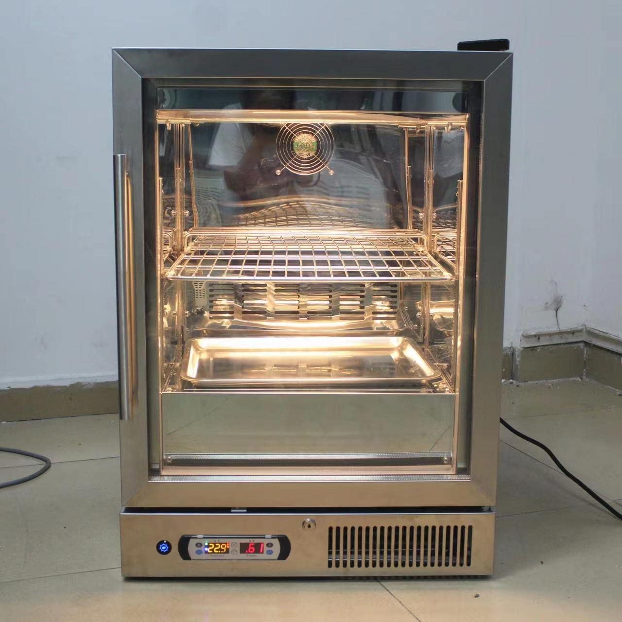 Kolice Commercial Beef Aging Showcase Freezer, Dry Aging Beef Fridge and Cabinet, Steak Aging Machine,Commercial Steak Ager-168L, 3 Tiers,Temperature Range: -5℃~ to 10℃ (23℉ to 50℉)