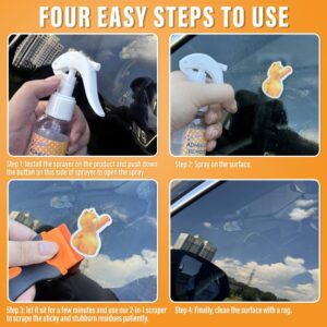 Adhesive Remover for Cars, 3.3 fl.oz Car Sticker Remover Spray with Scraper & Extra Plastic Razor Blades, Sticker Remover for Cars, Windows, Rapidly Removes Labels, Sticker, Glue