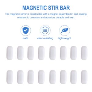 Baluue PTFE Magnetic Stirrer Mixer Stir Bar - 25pcs White Resistant Mixer Plate Rotating Bars Mini Magnet Stir Laboratory Magnetic Rod