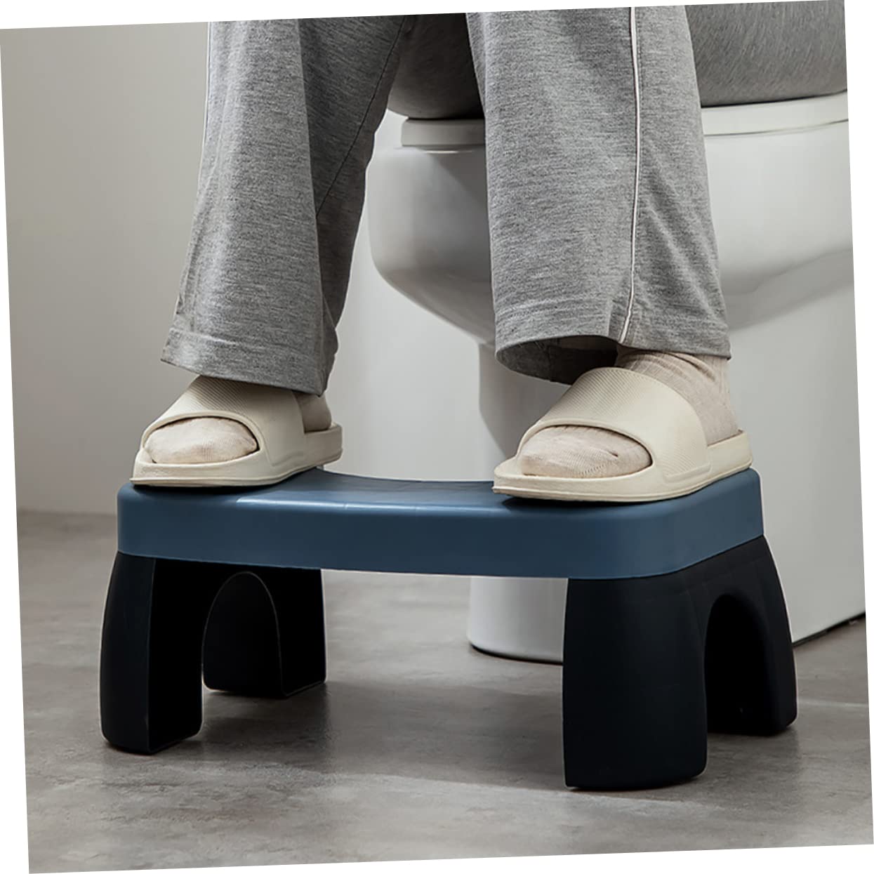 DOITOOL Folding Toilet Stool Foldable Poop Stool Bathroom Potty Step Stool Sitting Posture Footstool Squatting Stool Blue