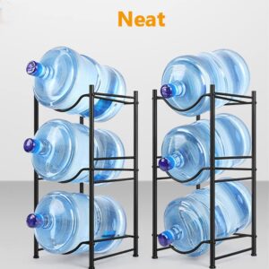 Vrisa Water Cooler Jug Rack Water Bottle Holder 3 Tier Water Bottle Storage 3/5 Gallon Water Cooler Rack Heavy Duty Rack Save Space for Home Office Kitchen, Black