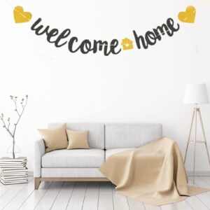 Welcome Home Banner with Two Heart and A Vivid Home Sign Flash Party Decorations, Funny Home Party Sign Decors Family Party Housewarming Banner for Family Theme Party Supplies Decorations