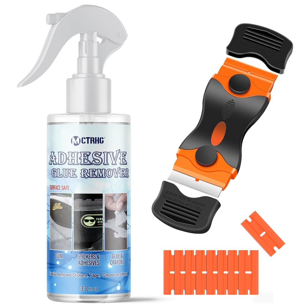 Sticker Remover, Car Sticker Remover with Scraper & Plastic Razors for Rapidly Removing Decals, Tapes, Glue, Surface Safe Adhesive Remover for Cars, Glass, Ceramic, Plastic & Other Surfaces