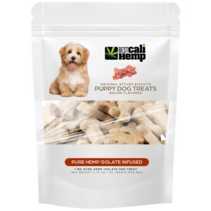 Best Cali Hemp Puppy Treats Calming Chews for Dogs Anxiety with Vitamin A, E, D3, B12 Supplement, Helps Relax, Reduce Stress, Storm Anxiety, Calming, Sleep Aid for Dogs - Bacon (30 Treats)