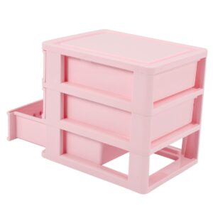 Nicfaky Plastic Drawer Designed 3 Compartment Jewelry Storage Box Pink