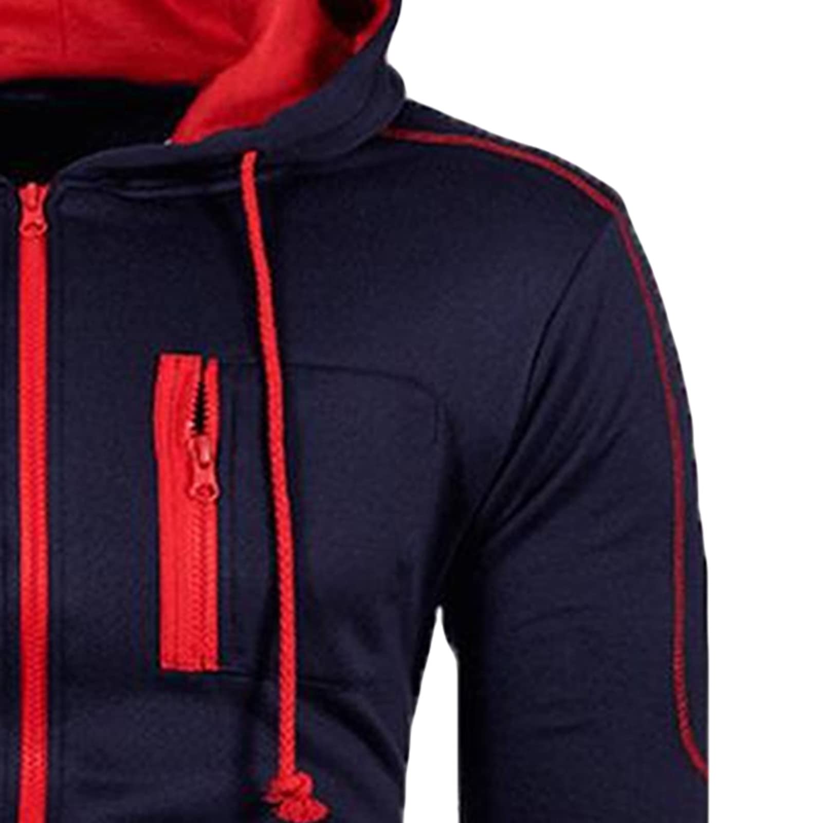 Maiyifu-GJ Men's Full Zip Casual Hoodies Long Sleeve Fleece Sports Hoodie Lightweight Hooded Sweatshirts with Zip Pockets (Dark Blue,Medium)