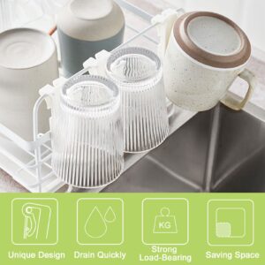 UFURMATE Cup Drying Hooks, 8Pcs Glass Bottle Drying Rack Hooks Shelf Basket Rack Hooks Bottle Drying Rack Stand Cup Holders for Dish Drainer Rack (White)