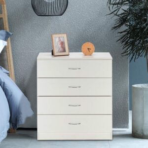 Karl home White 4 Drawer Dresser for Bedroom, Modern Nightstand Storage Chest of Drawer, Wooden Side Table End Table, Living Room, Reception Room