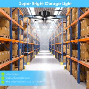 KASLIGHT LED Garage Light, 160W, 6 Adjustable LED Panel Heads, 180 Coverage, Energy Saving, Black