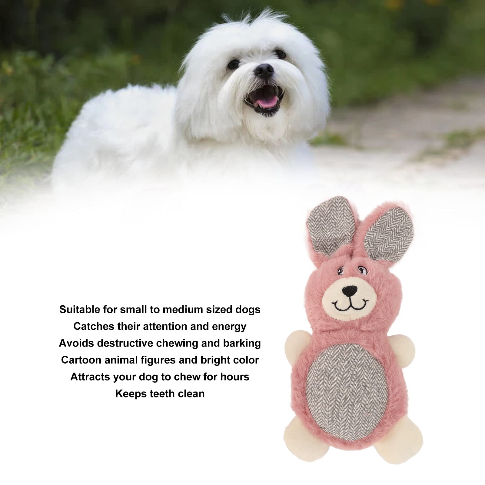 Dog Plush Toy Cute Stuffed Pet Chew Toys Dog Squeaky Toys Stuffed Animals Toys Pet Interactive Toys for Medium Small Puppies (Rabbit)