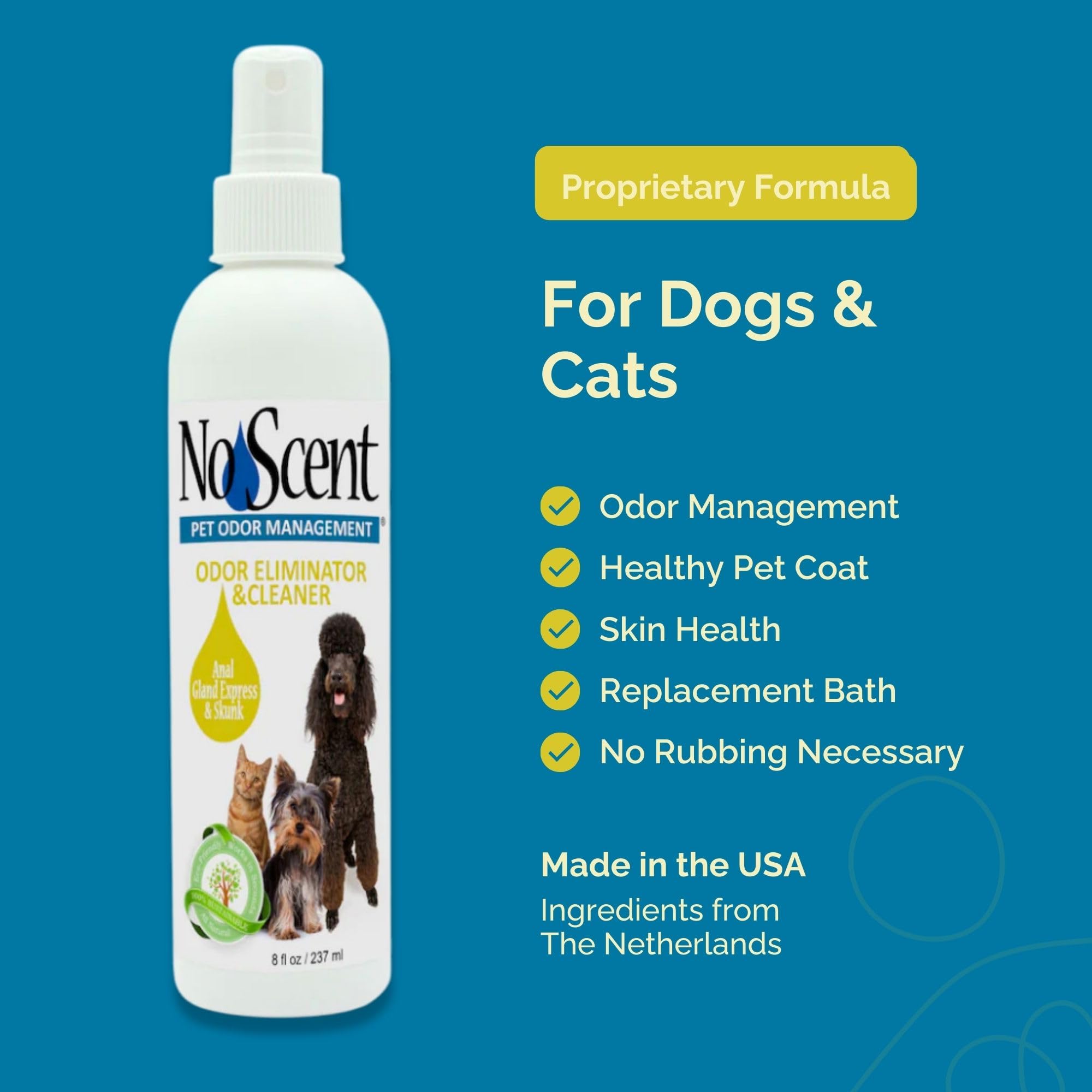 No Scent Anal Gland Express & Skunk Spray Pet Fur Cleaner for Dogs & Cats (2 Fl Oz / 59 mL)